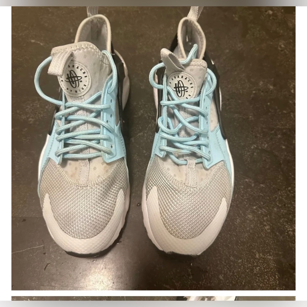 Junior size (4y) Nike Huaraches  grey, white, black and light blue.